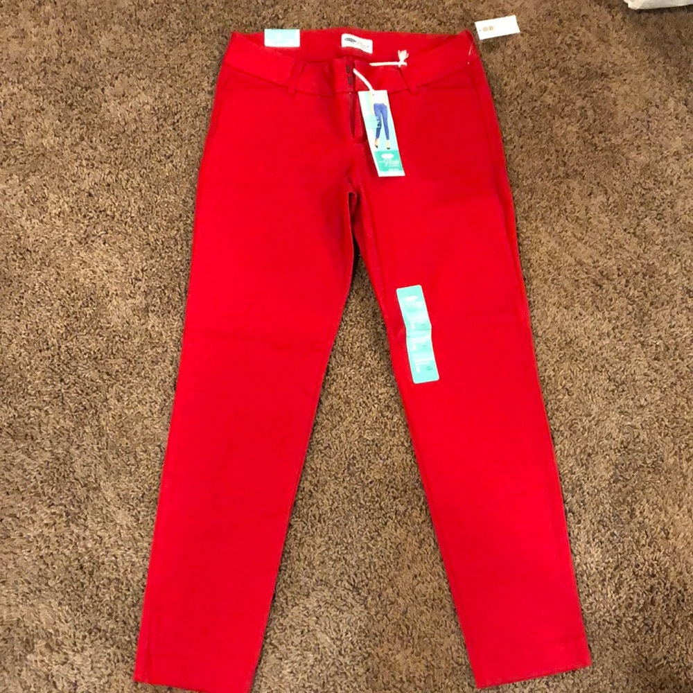 Pixie style red work pants
